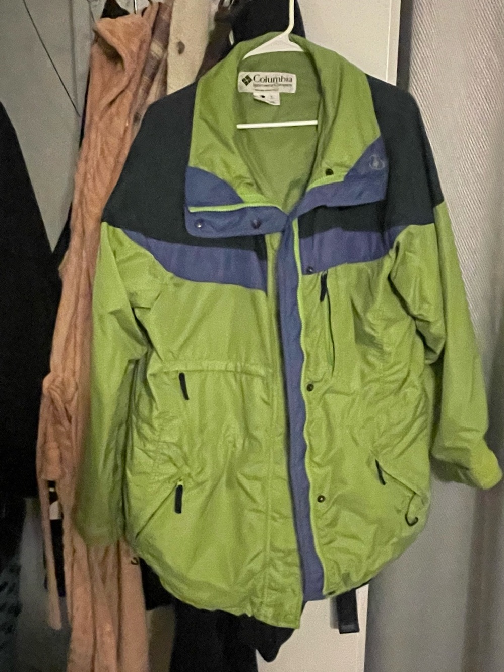 Columbia Men's Lime Green and Blue Ski Jacket
